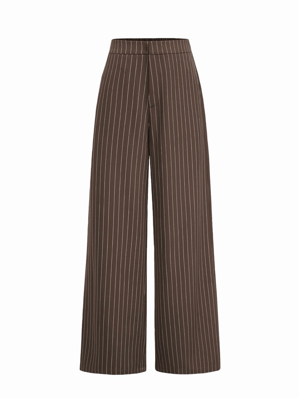 Cider Brown Pinstripe Wide-Leg Trousers